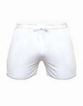 White mesh supawear spr racer shorts with drawstring waistband and spreyd brand name for athletic use