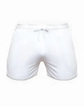 White mesh supawear spr racer shorts with drawstring waistband and spreyd brand name for athletic use