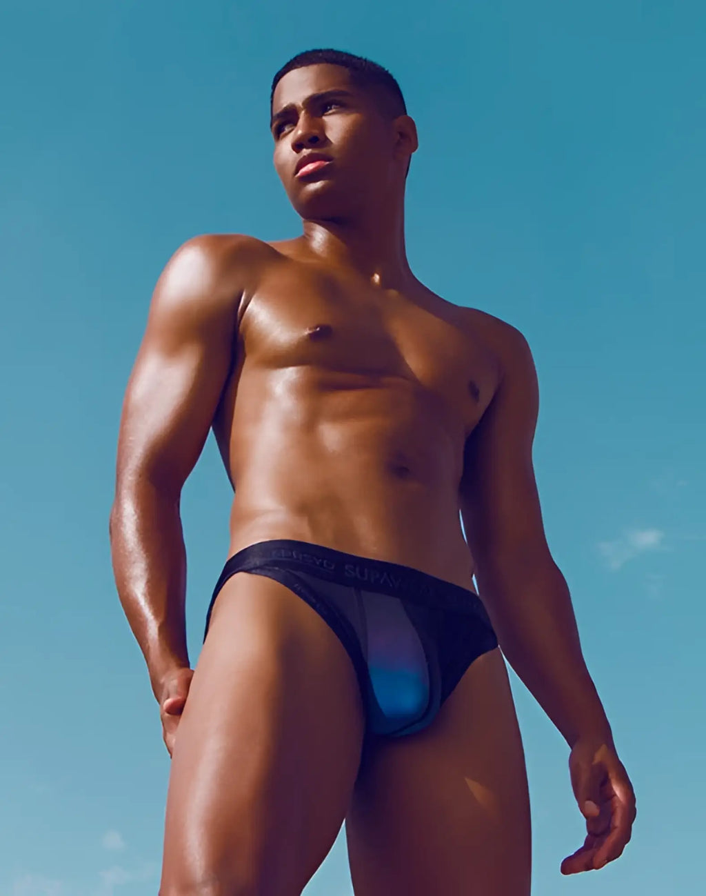 Black and blue SUPAWEAR SPR training brief underwear with sleek modern design for athletic performance