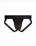 Black supawear sports athletic briefs with gradient fade to brown and branded elastic waistband for training use