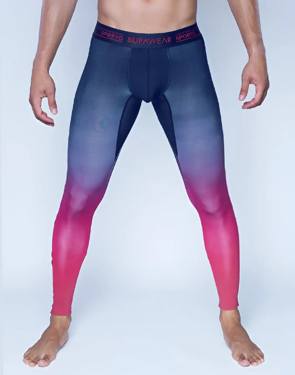Gradient pink and navy blue supawear spr training tights with supawear sports waistband in athletic leggings style