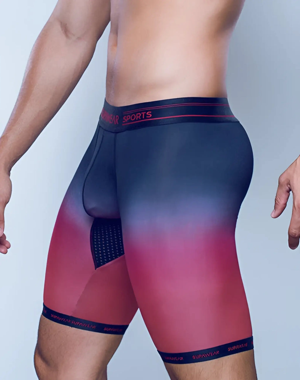 SupaWear SPR training trunk underwear in gradient black and red with sleek form-fitting design for athletic use