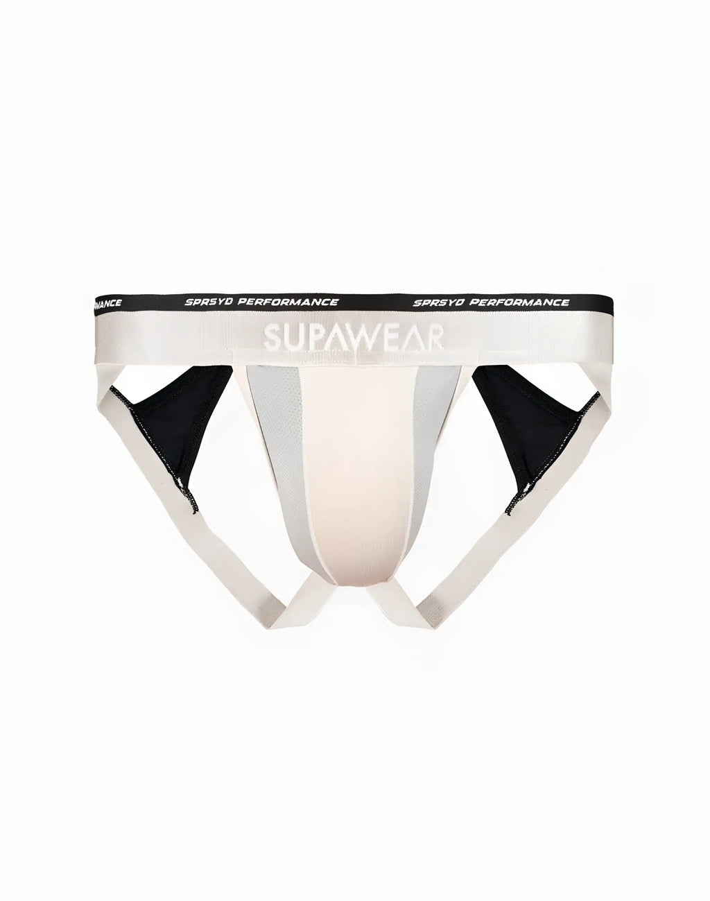 Supawear spr verve jockstrap underwear in tri-color black light gray and off-white athletic briefs design