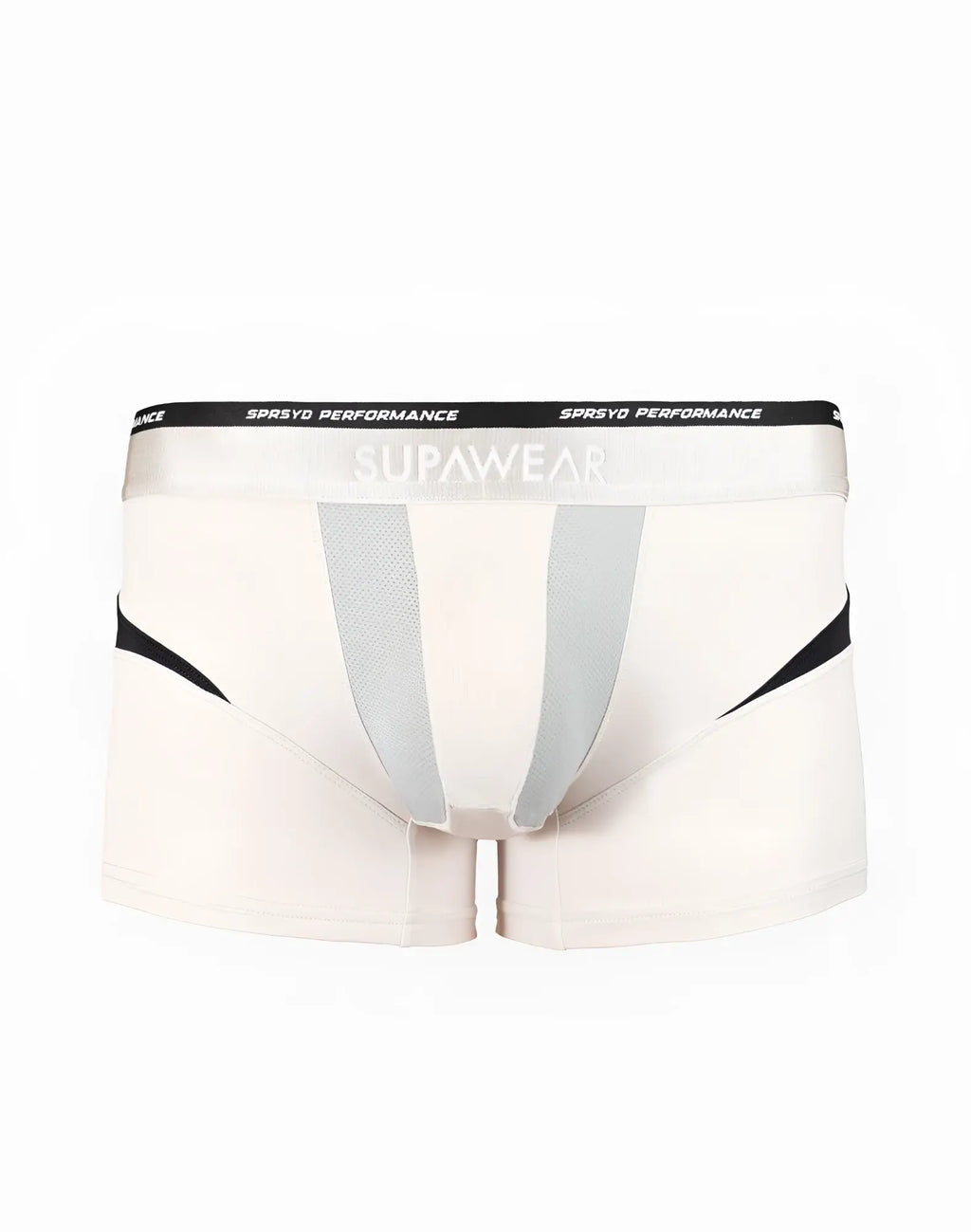 SupaWear SPR Verve trunk underwear in pale grey with white fabric and black and gray accent stripes for comfortable wear