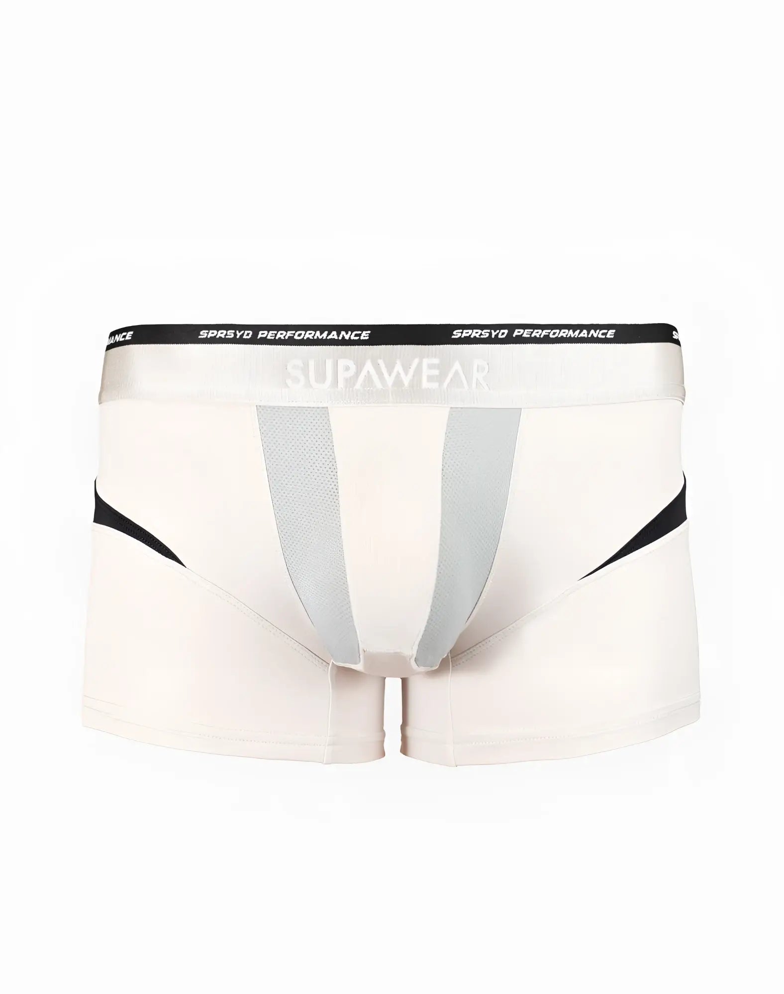 SupaWear SPR Verve trunk underwear in pale grey with white fabric and black and gray accent stripes for comfortable wear