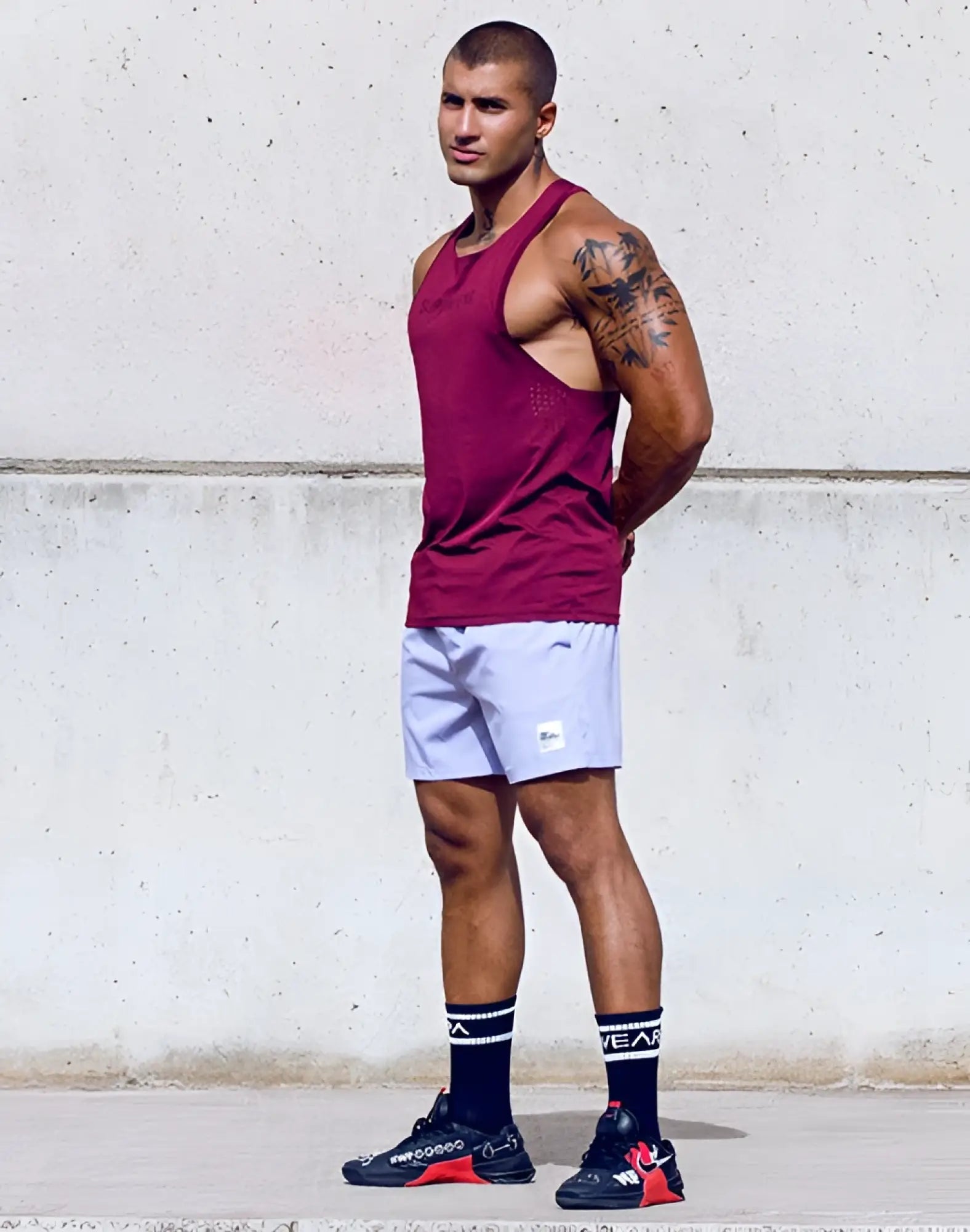 Maroon supawear spr y-tank athletic tank top with mesh panels and subtle logo on the chest