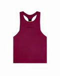 Maroon SUPAWEAR SPR Y-Tank with racerback design and subtle perforated side panels shown from the back side