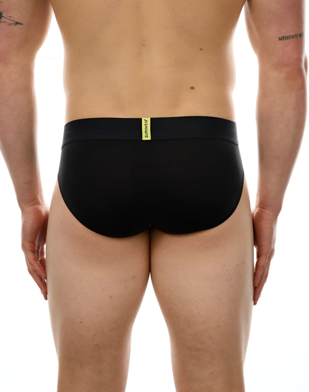 Black mens briefs supawear just supa brief underwear black with yellow summer label on waistband