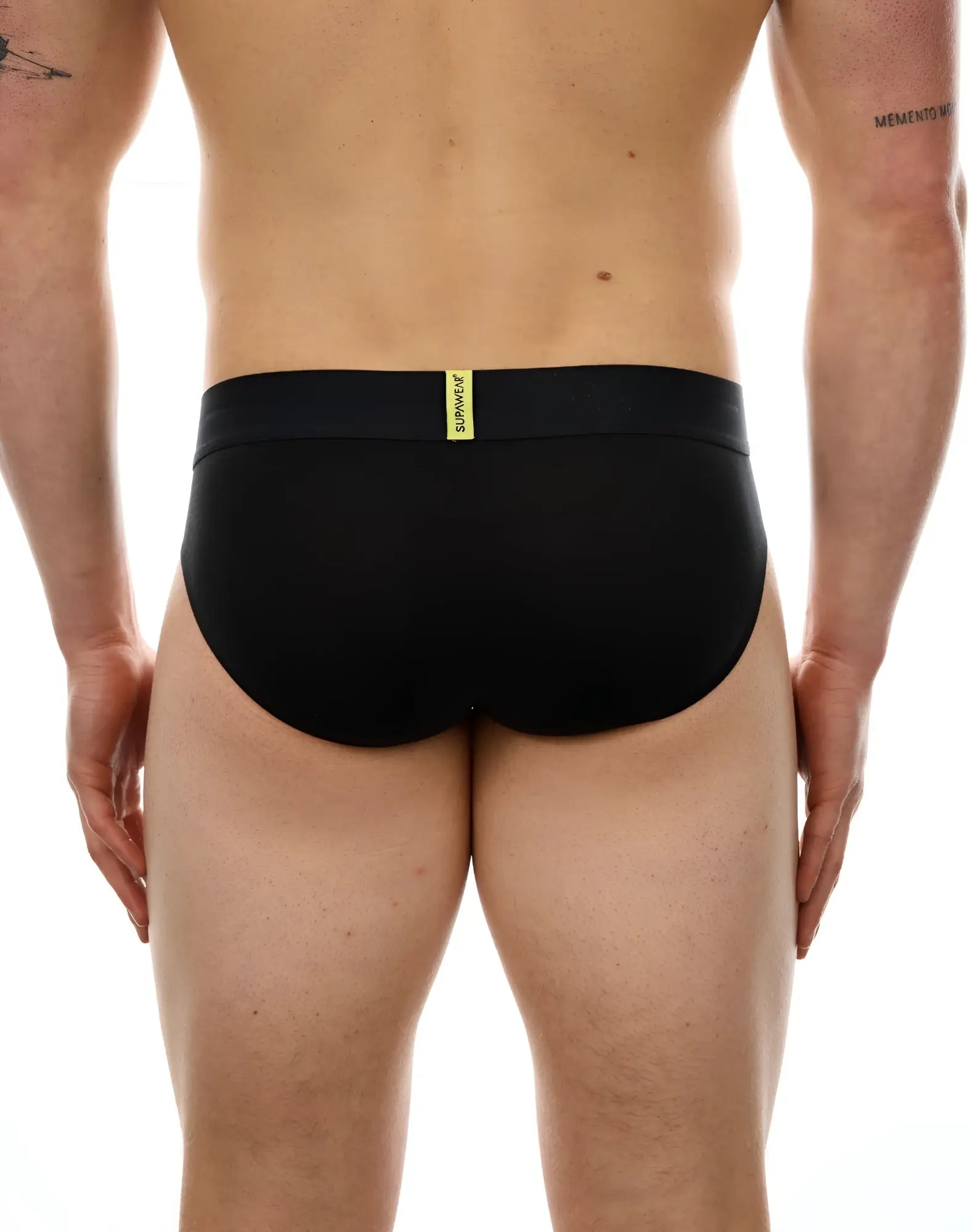 Black mens briefs supawear just supa brief underwear black with yellow summer label on waistband