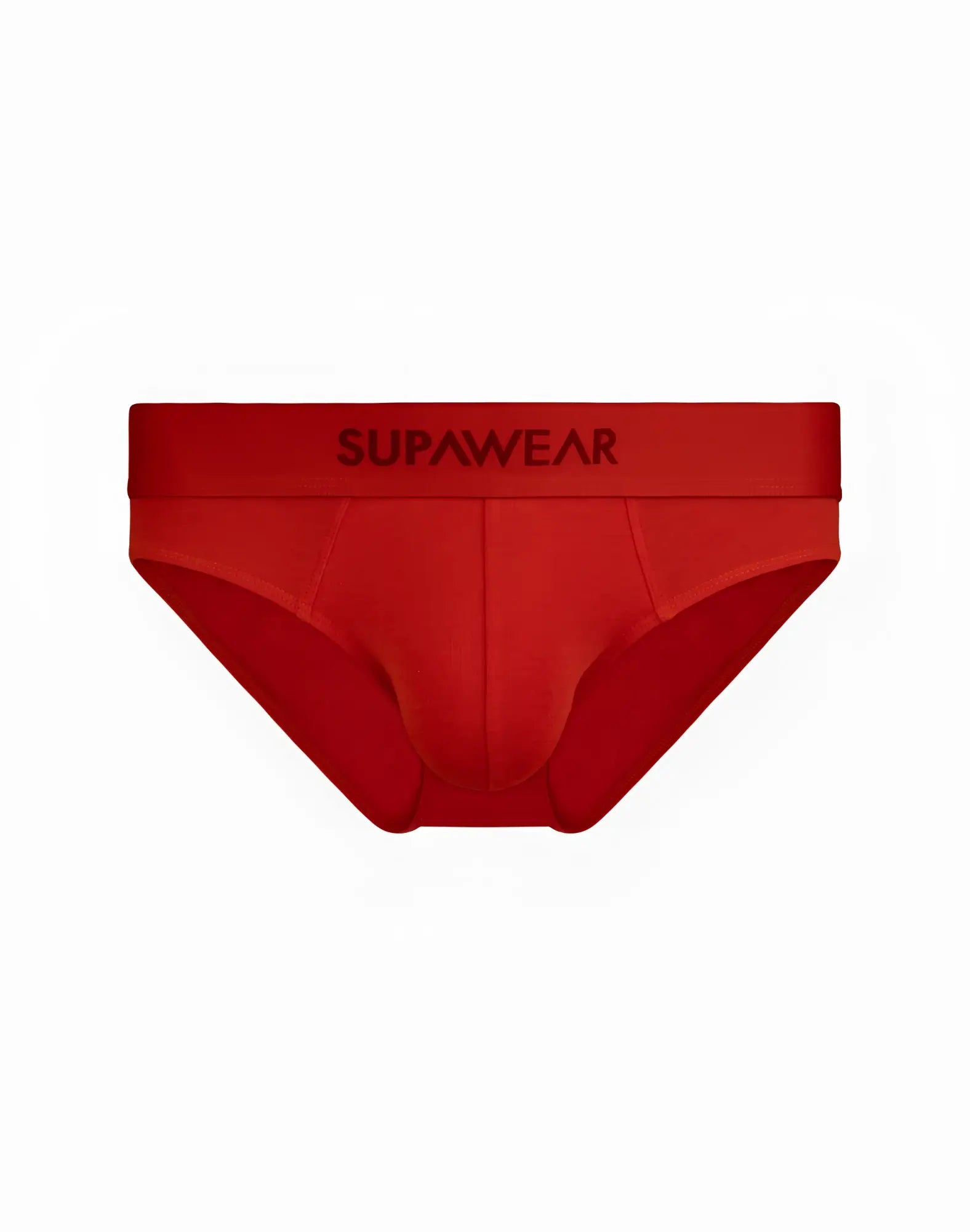 Red supawear just supa brief underwear with smooth form-fitting design and elastic waistband front view
