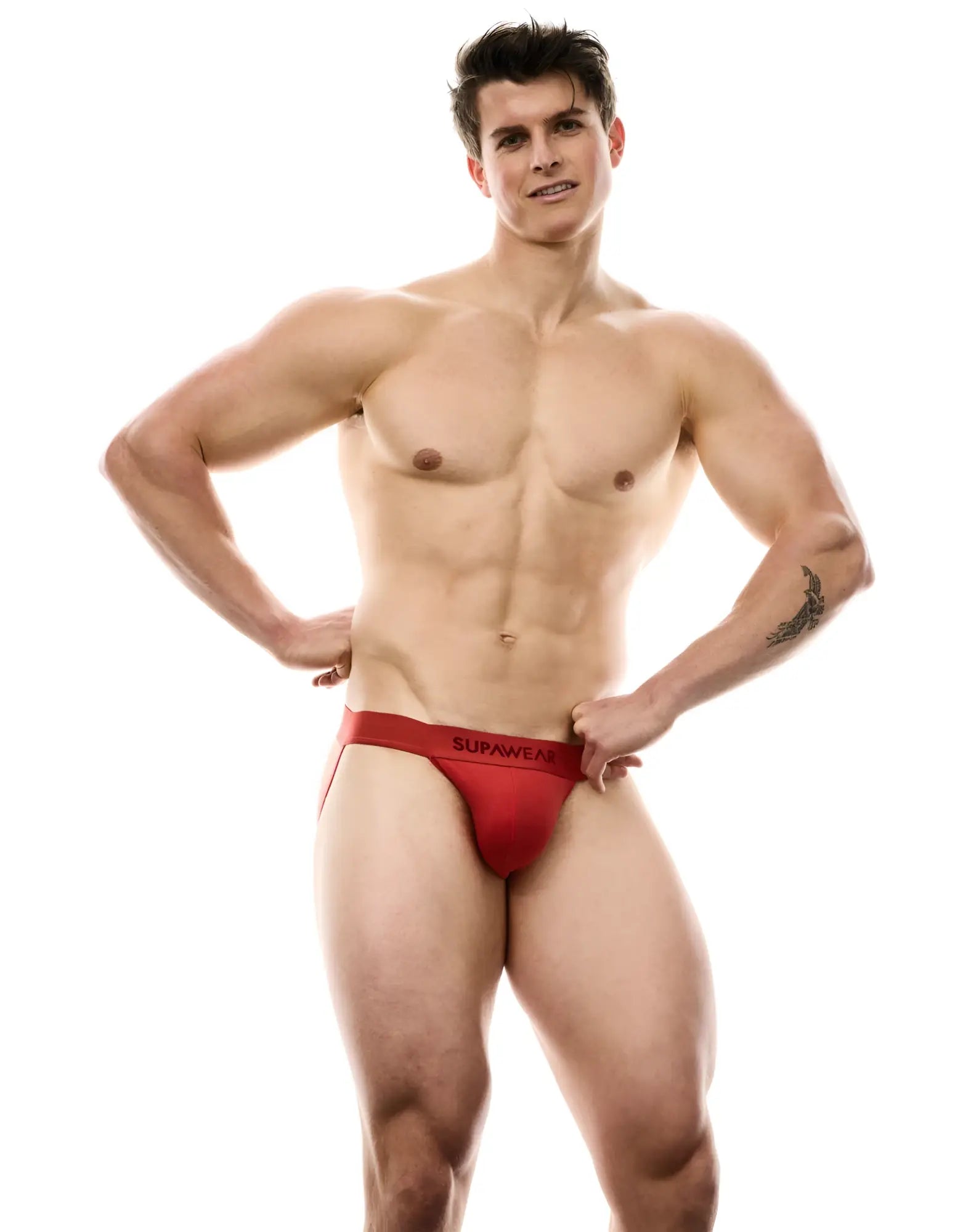 Red supawear just supa jockstrap briefs made of breathable fabric designed for comfort and support
