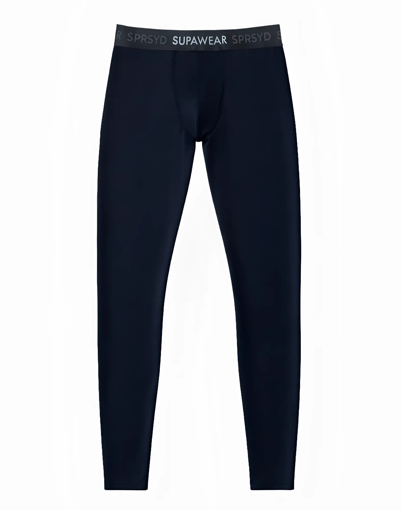 Black supawear supa pro training tights with compression fit and gray waistband featuring white brand name lettering