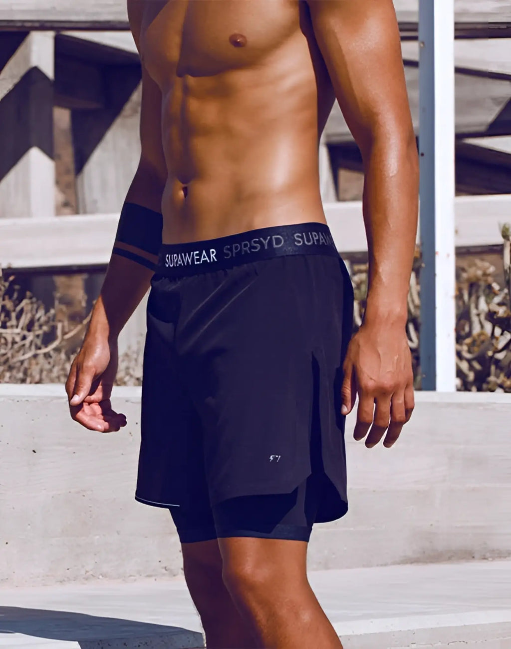 Black supawear supa pro workout shorts with branded waistband and subtle side pockets for athletic use