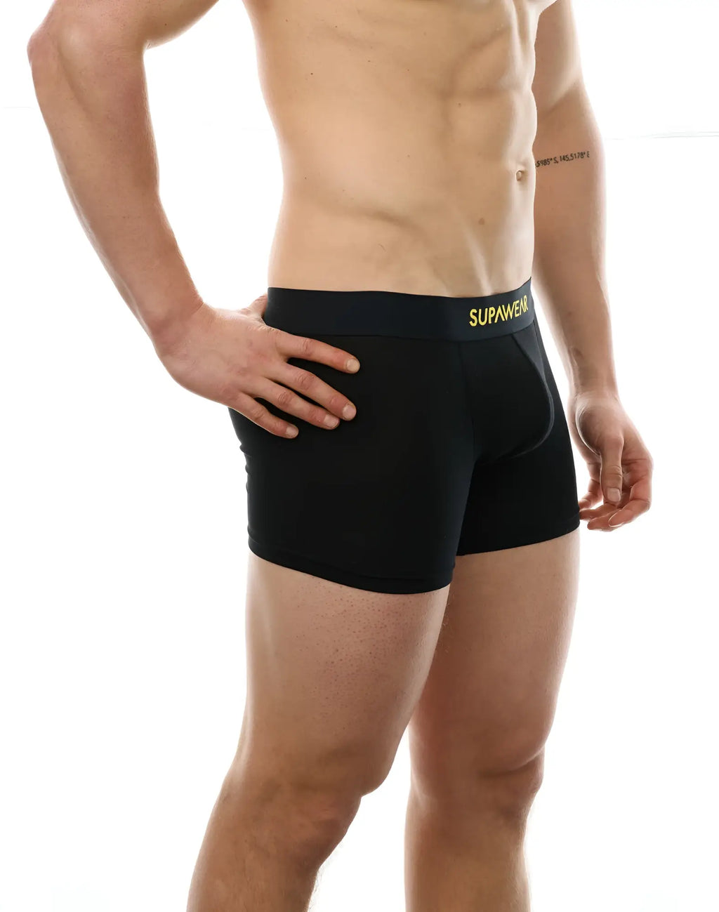 Black supawear just supa trunk boxer briefs with gold logo waistband designed for comfortable everyday wear