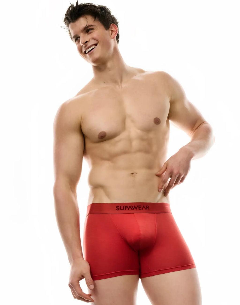 Red supawear just supa trunk boxer briefs with snug fit elastic waistband designed for comfortable everyday wear