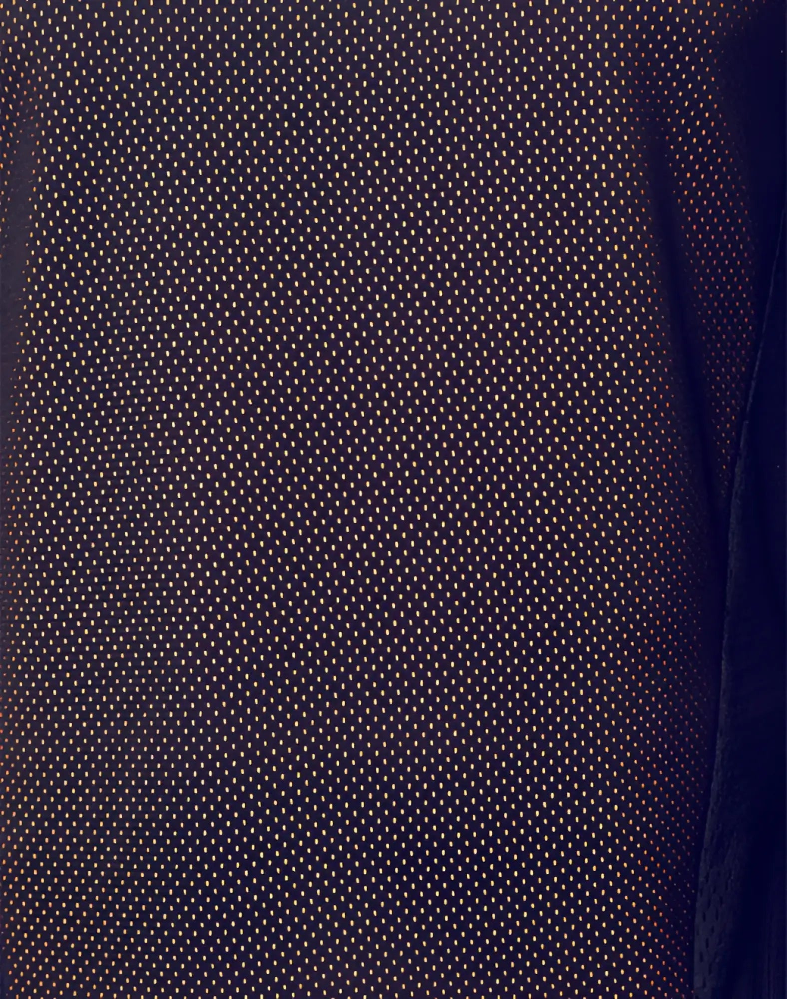 Dark navy mesh fabric with a fine grid pattern on the back of supawear swish mesh singlet neon orange