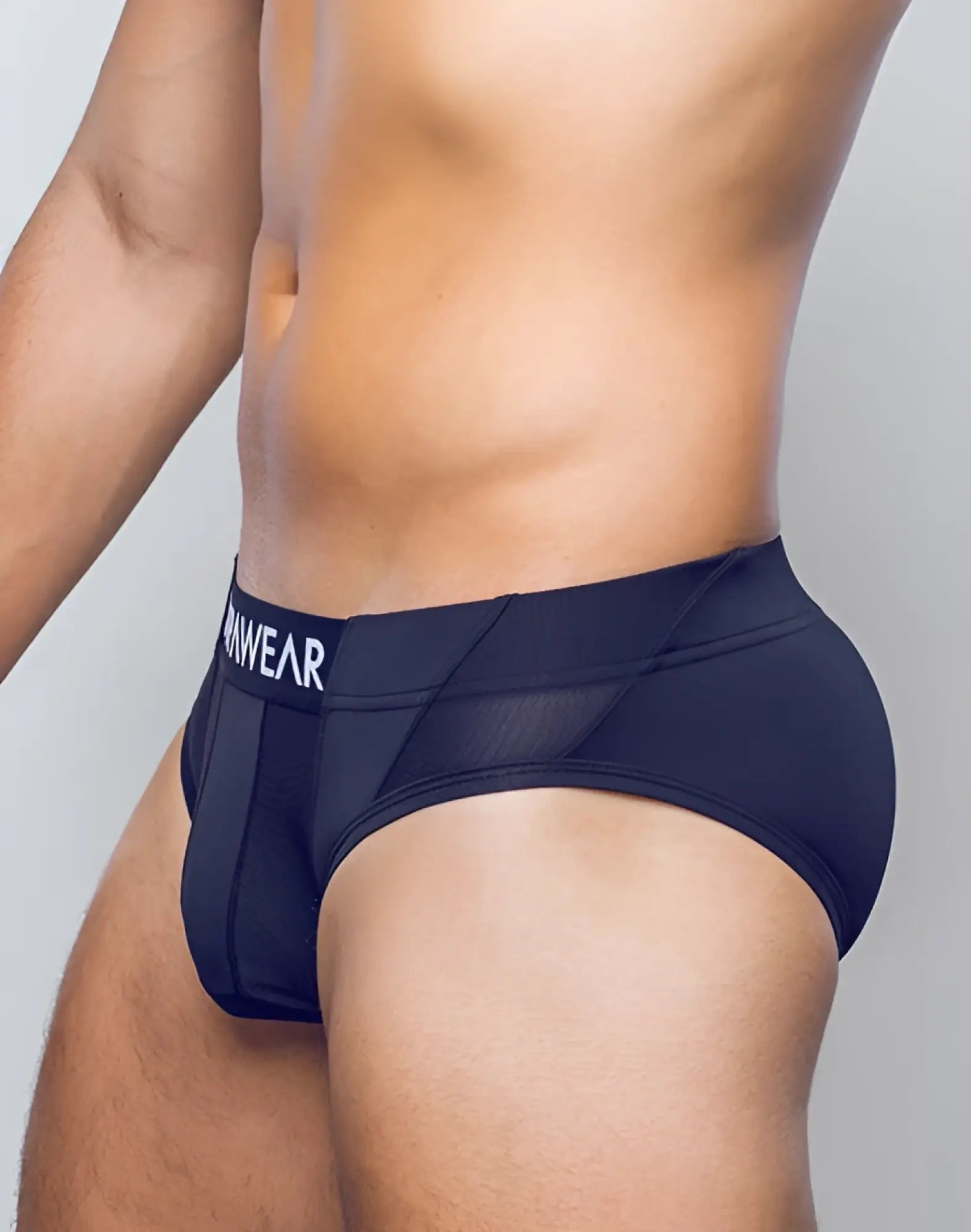 Black supawear vortex brief underwear with mesh panel and mwear branded waistband for breathable comfort