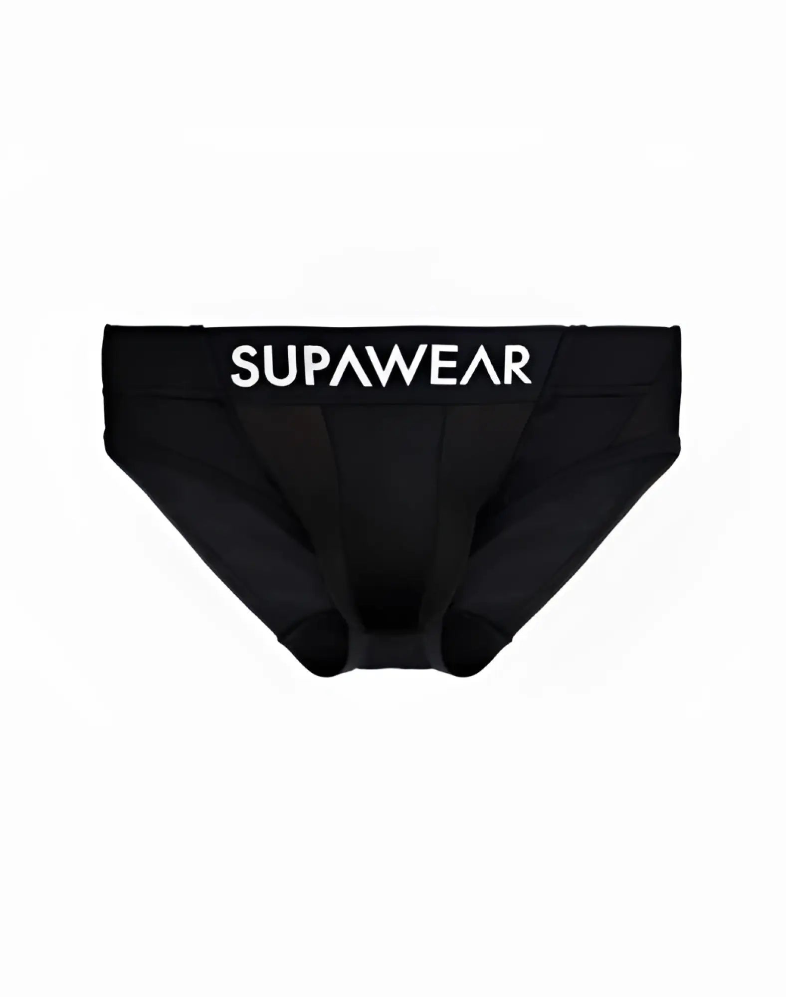 Black supawear vortex brief underwear with white logo waistband designed for comfortable everyday wear
