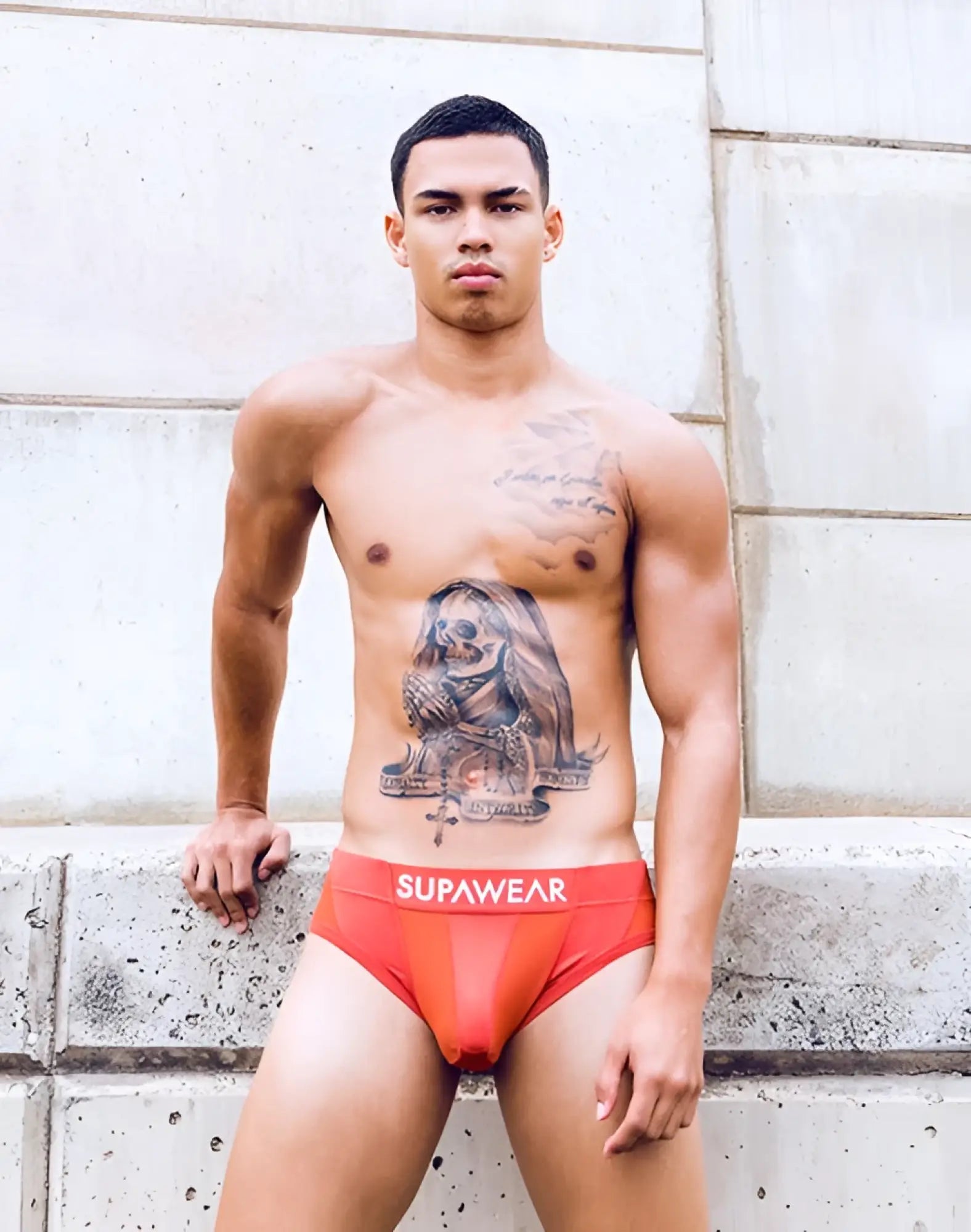 Orange supawear vortex brief underwear with mesh front panel made from breathable fabric for comfortable wear