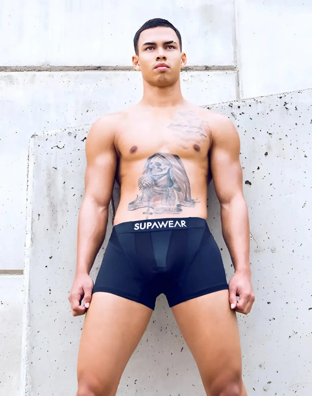 Black supawear vortex trunk underwear with central panel and logo waistband made for comfortable support