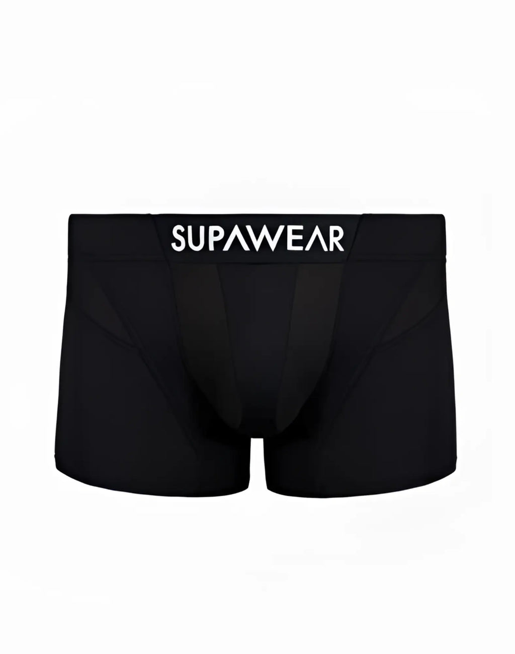 Black supawear vortex trunk underwear boxer briefs with white logo waistband designed for comfort and support