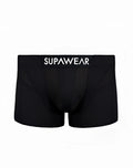 Black supawear vortex trunk underwear boxer briefs with white logo waistband designed for comfort and support