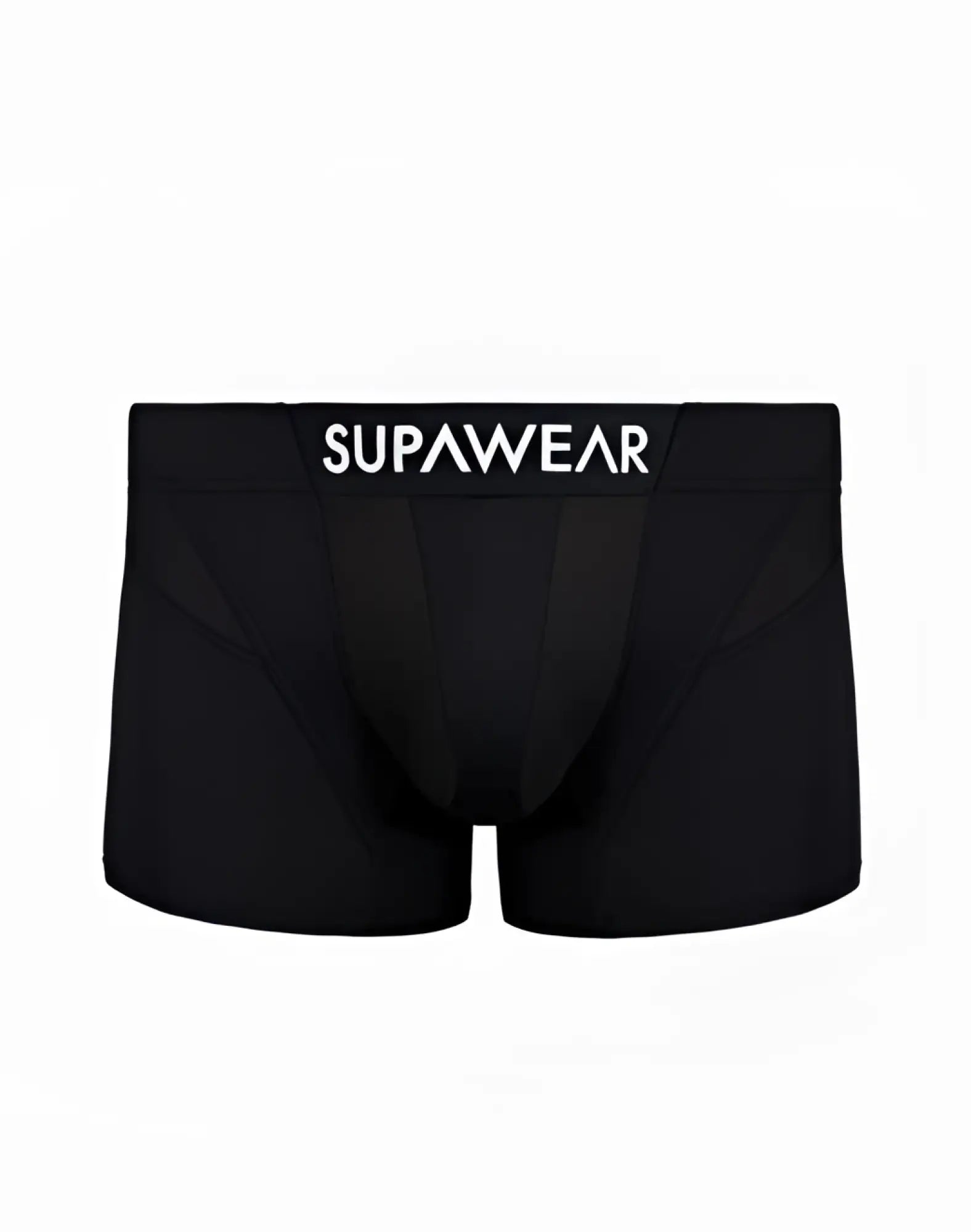 Black supawear vortex trunk underwear boxer briefs with white logo waistband designed for comfort and support