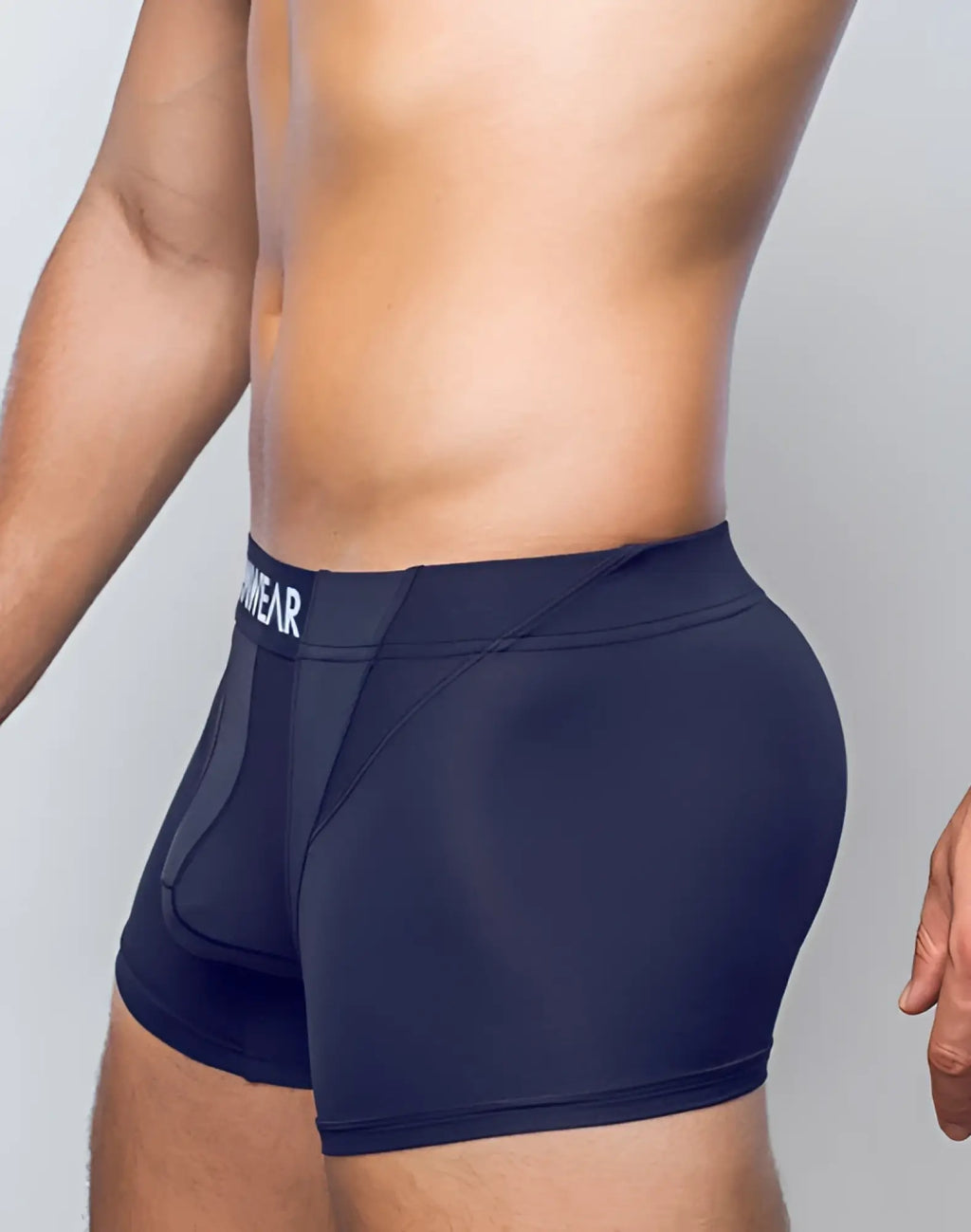 Navy blue supawear vortex trunk underwear featuring a subtle mesh side panel and a white logo waistband band