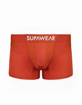 Orange supawear vortex trunk underwear in cranberry with supportive contoured design and white branded waistband