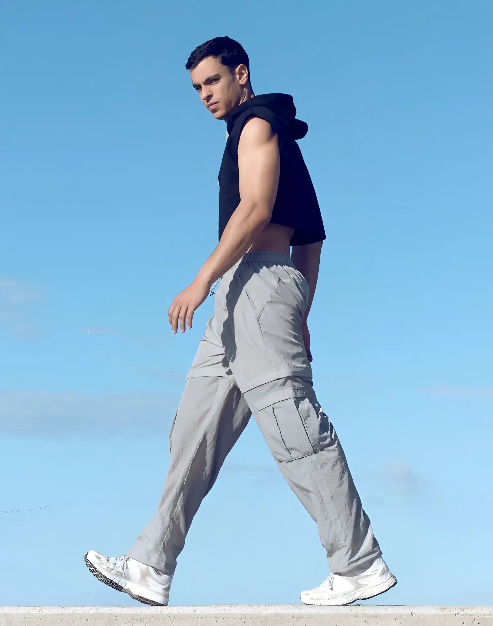 SupaWear zip-off trouser grey cargo pants with multiple pockets and a relaxed fit for versatile wear