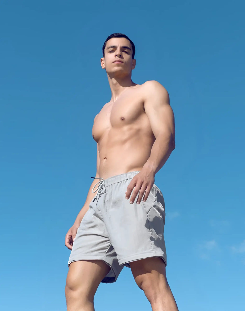 Light gray supawear zip-off athletic shorts with drawstring waistband for comfortable activewear use
