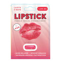 Pink cylindrical capsule in a pink and white blister pack labeled lipstick female sexual enhancement pill for libido support