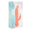 Swan blossom swan rabbit vibrator featuring a coral silicone body with an elegant swan-shaped design