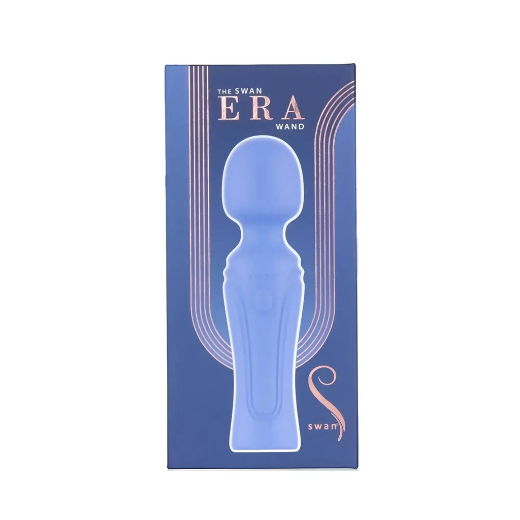 Swan Swan Era massage wand in light blue silicone with a smooth rounded head and contoured body for relaxing use