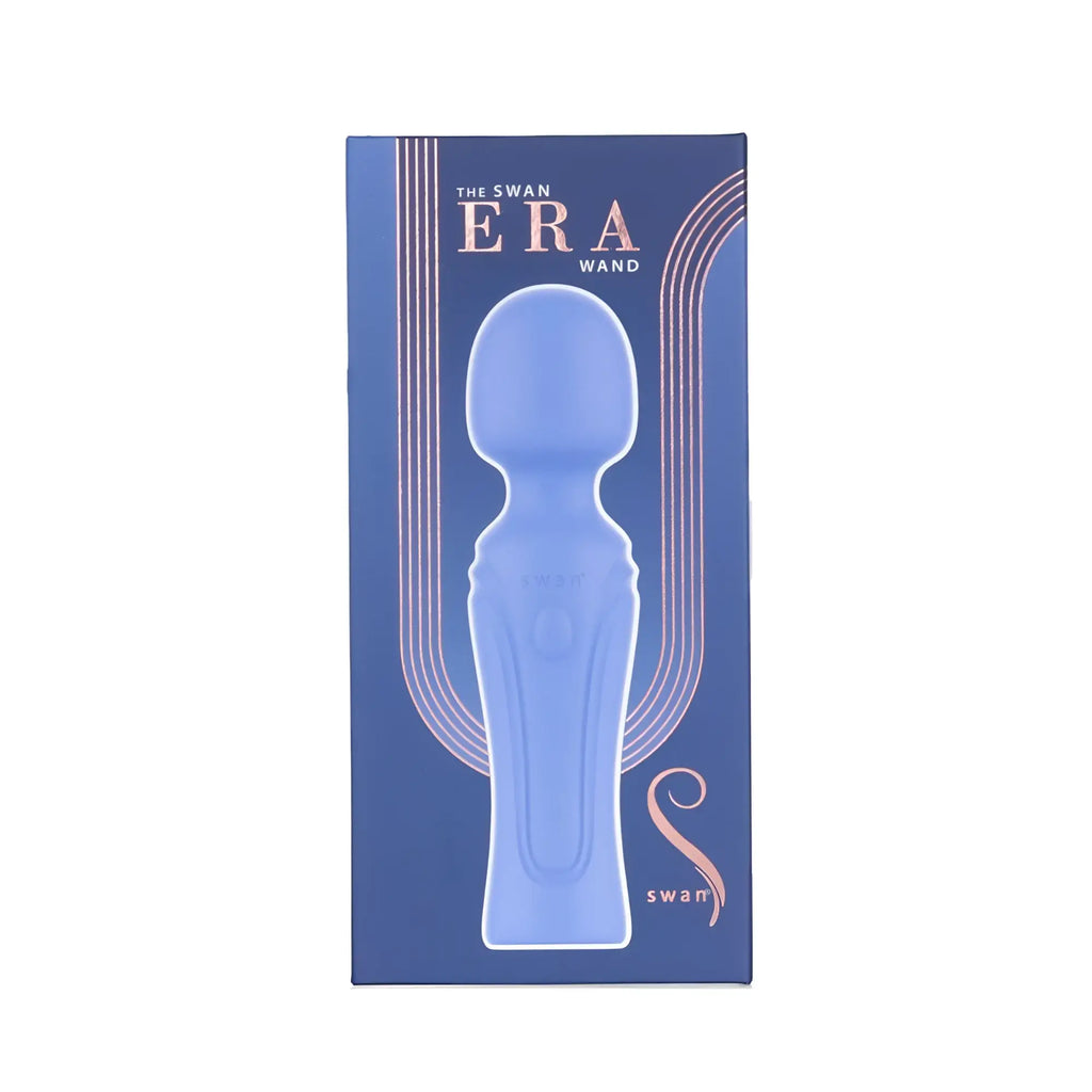 Swan Swan Era massage wand in light blue silicone with a smooth rounded head and contoured body for relaxing use