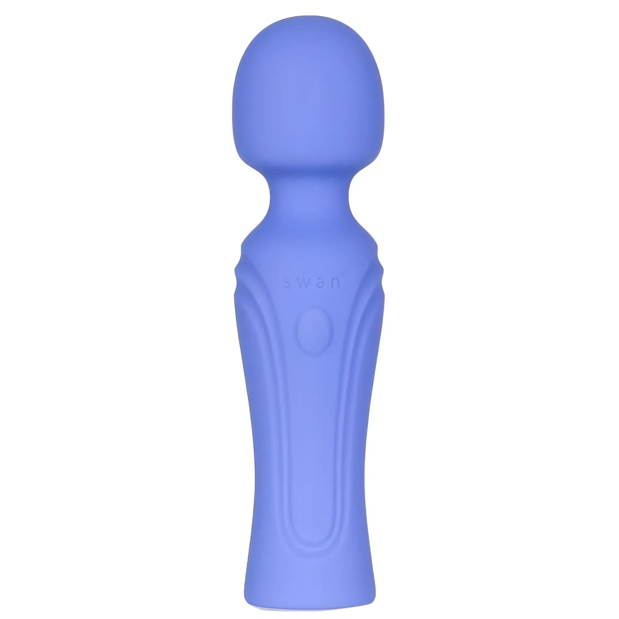 A solid lavender silicone swan swan era massage wand with a smooth rounded head and ergonomic grip