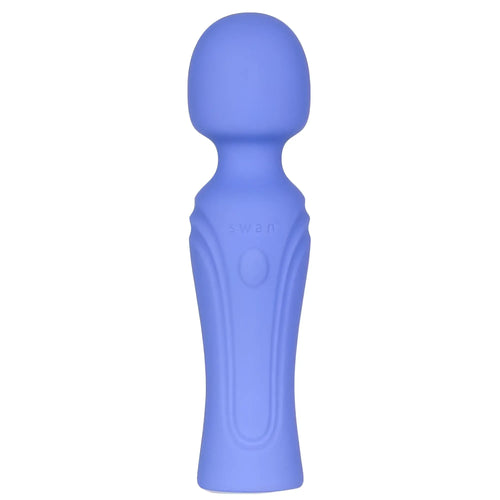 A solid lavender silicone swan swan era massage wand with a smooth rounded head and ergonomic grip