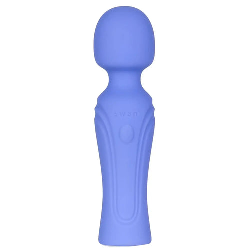 A solid lavender silicone swan swan era massage wand with a smooth rounded head and ergonomic grip