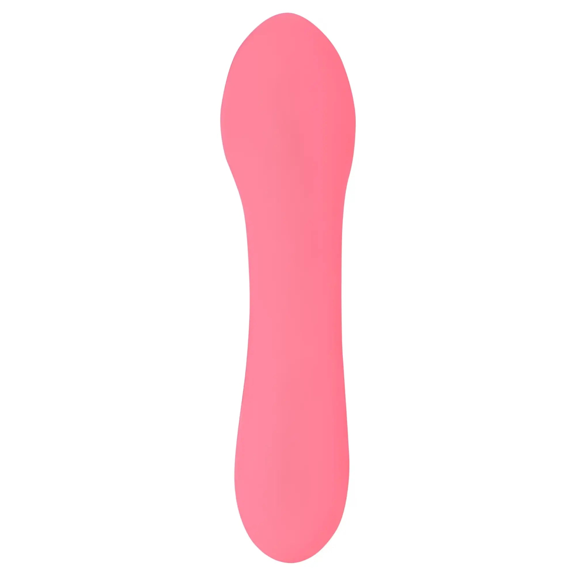 Swan the mini swan wand glow pink is a smooth solid pink silicone toy with a tapered rounded tip and slightly curved body