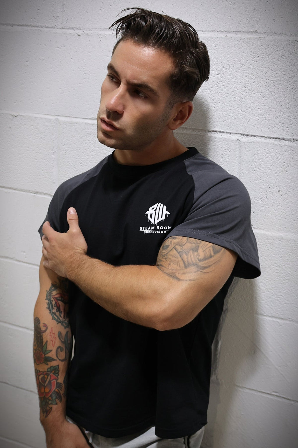 Breedwell Gay Men's Sweat & Sin Raglan Tee