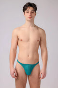 Teal mesh thong with tulle detailing shown from the back in the as sweet tulle thong product image