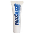 White plastic tube of swiss navy max size male enhancement cream 10ml with blue and black text labeling