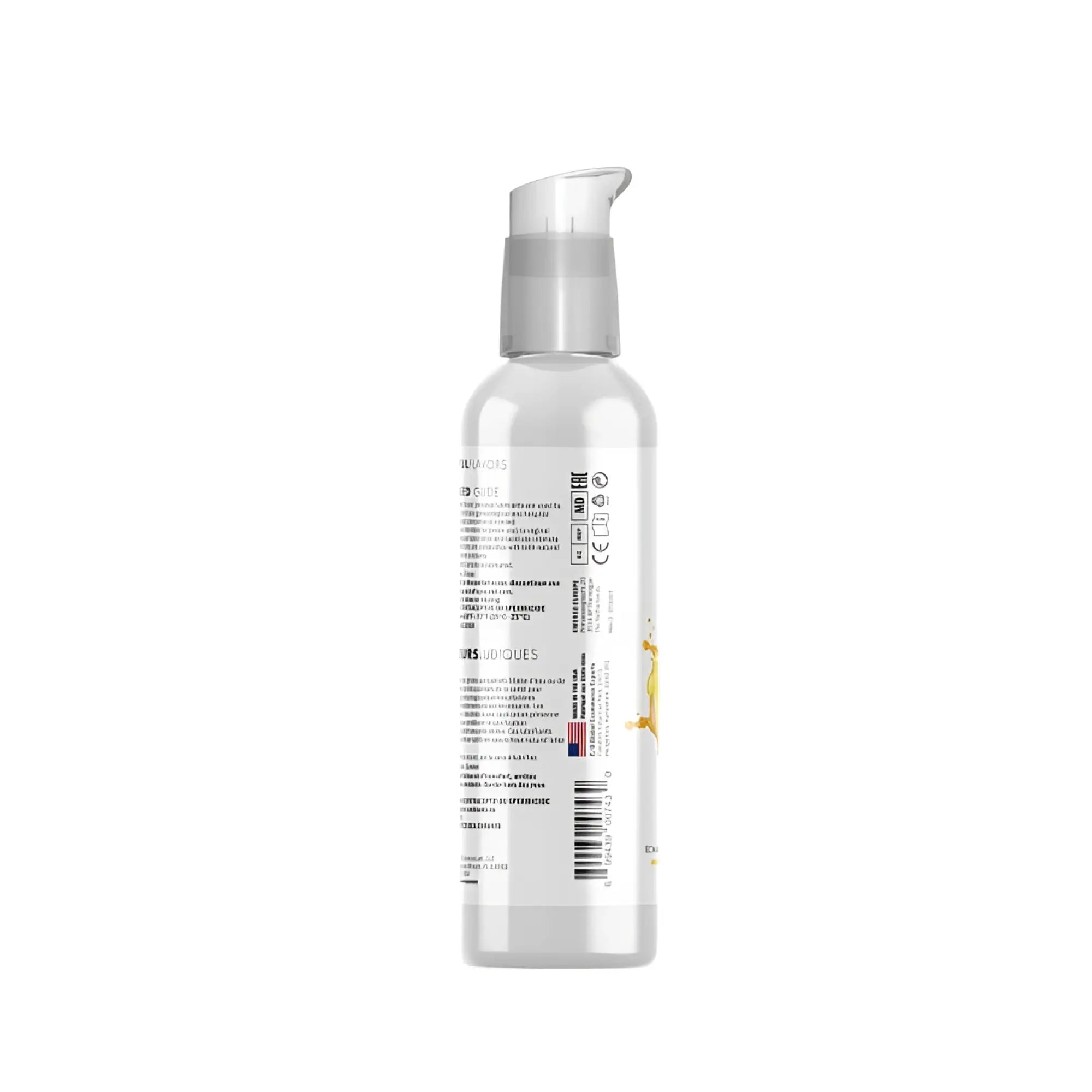 Clear plastic bottle with silver pump dispenser for swiss navy playful flavours 4 in 1 mango 4oz 118ml lubricant