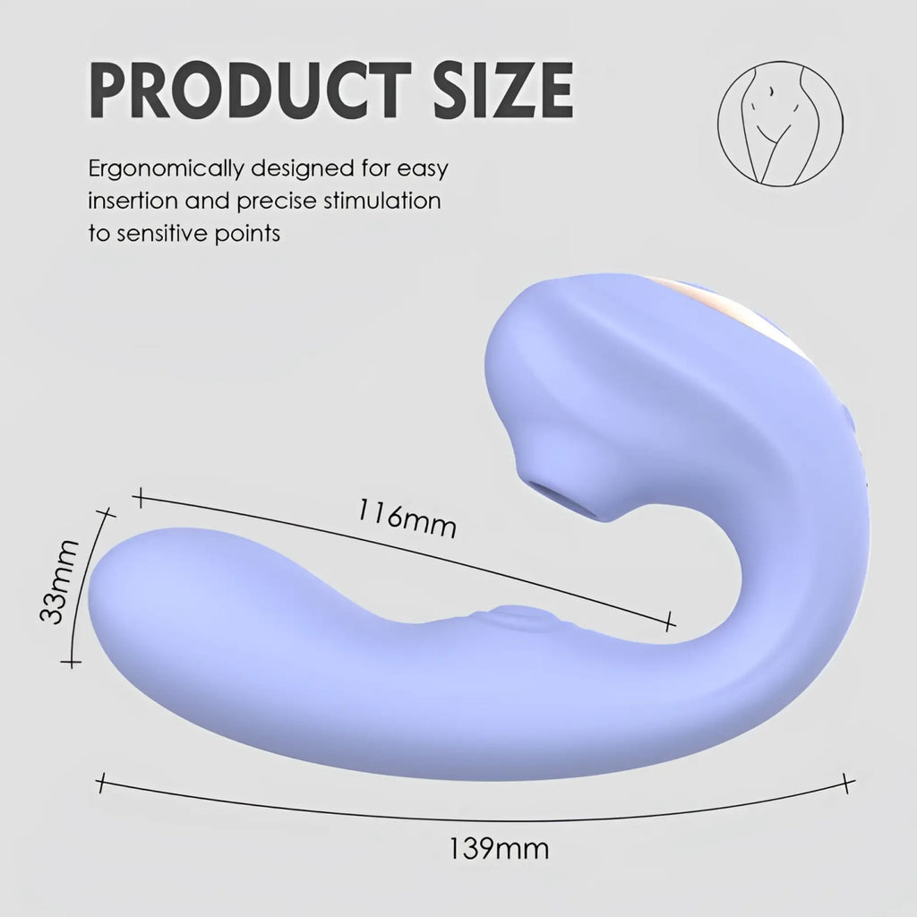 Light purple silicone sxe aria air pulse c shaped vibrator with curved ergonomic design and rounded head