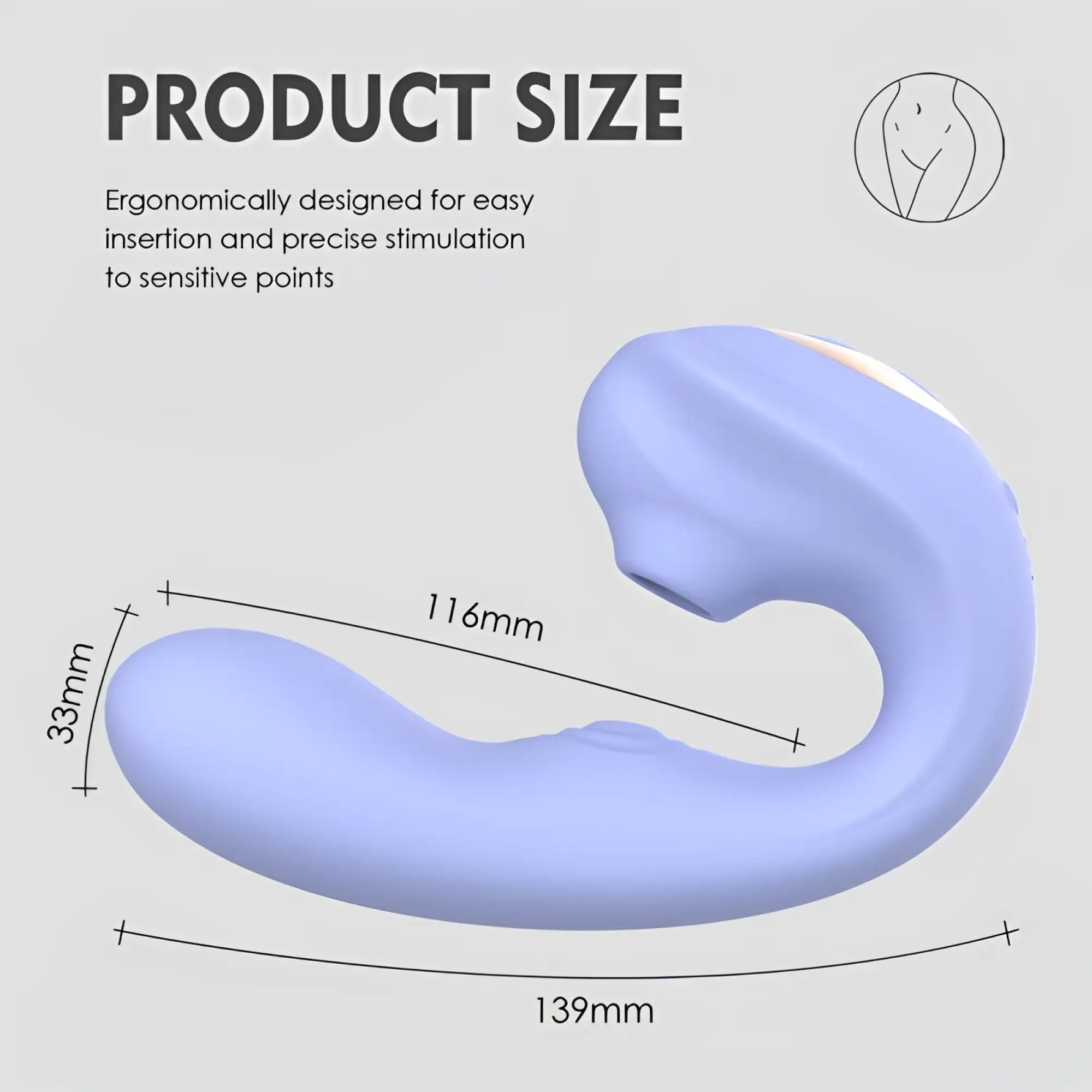 Light purple silicone sxe aria air pulse c shaped vibrator with curved ergonomic design and rounded head
