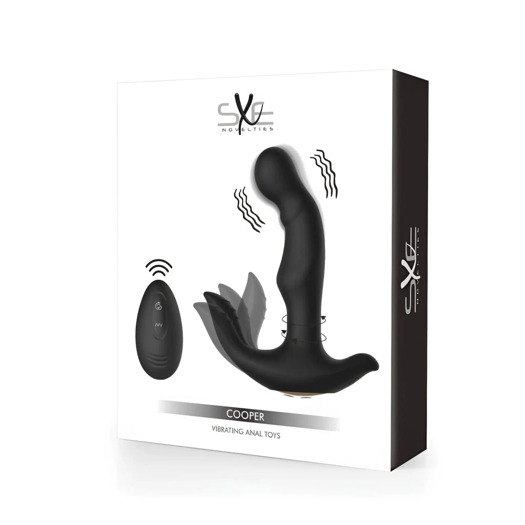 Black silicone sxe cooper vibrating remote control anal prostate dildo plug with ergonomic design
