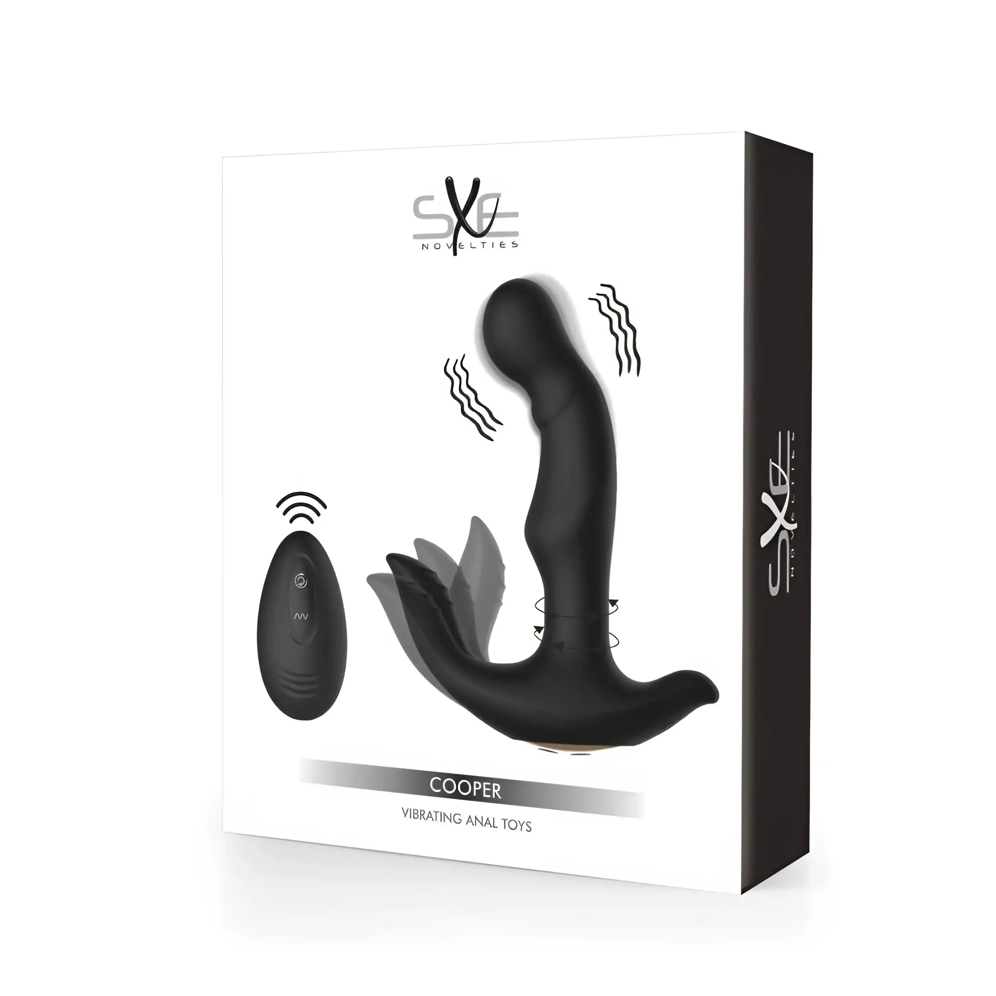 Black silicone sxe cooper vibrating remote control anal prostate dildo plug with ergonomic design