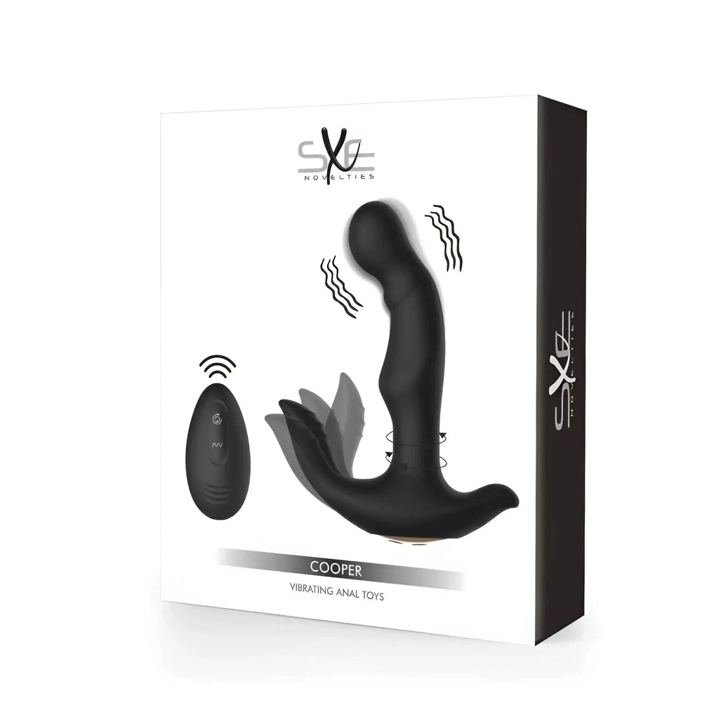 Black silicone sxe cooper vibrating remote control anal prostate dildo plug with ergonomic design