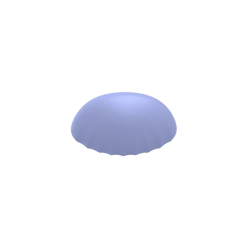 SXE Destiny vibrating massager soft lavender silicone dome cover with scalloped edge for comfortable use