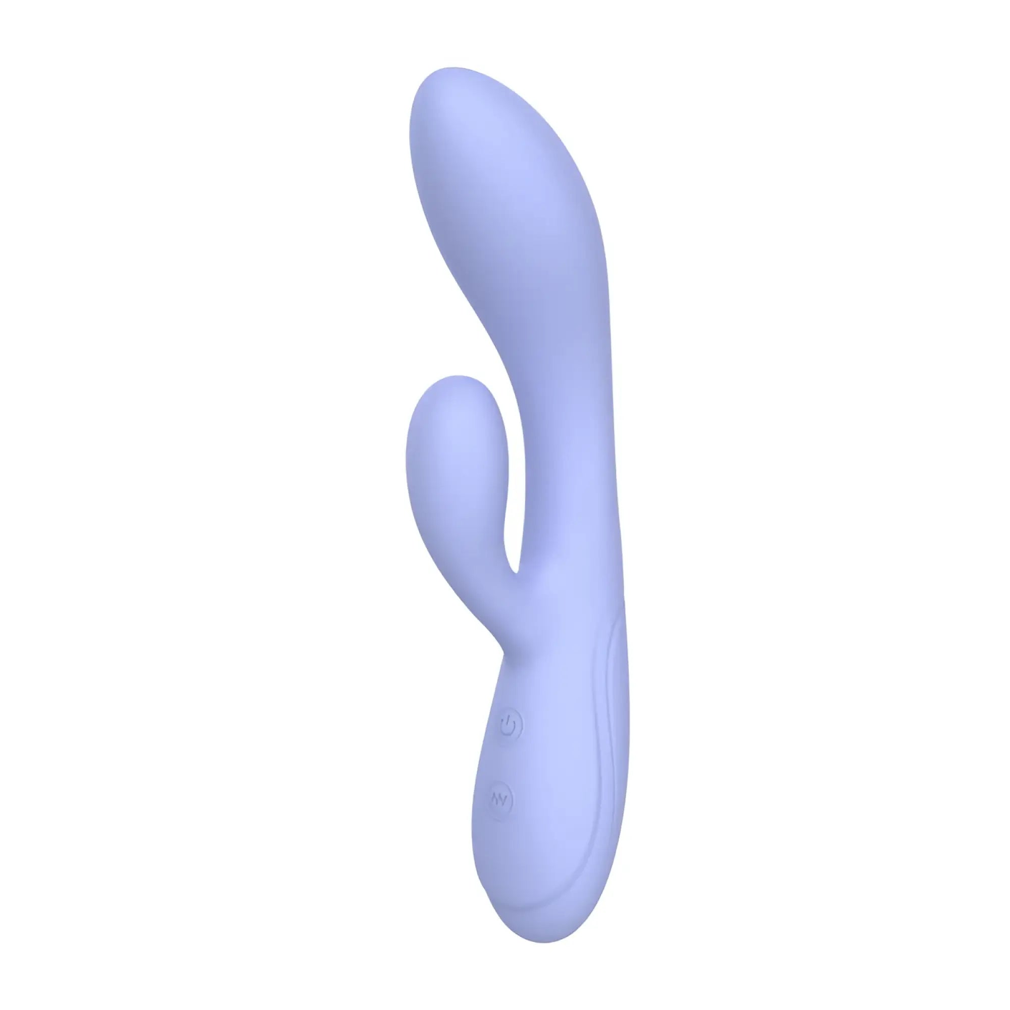 A sleek lavender silicone sxE harmony g-spot rabbit vibrator with smooth contours and subtle base control buttons